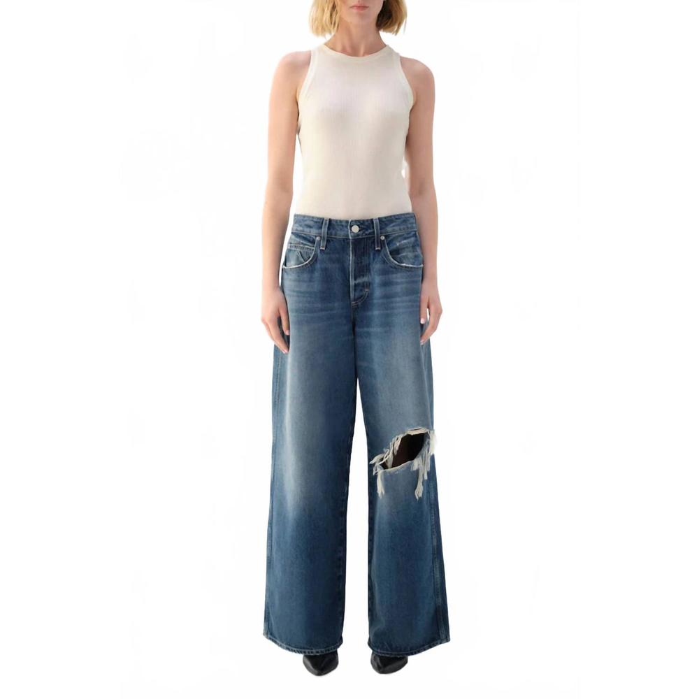 AMO Wide Leg Distressed Blue Jeans